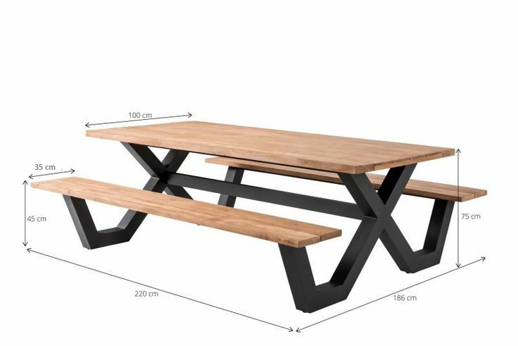 Mesa Comedor X con Banquetas Rústico C#908 - Imagen 2